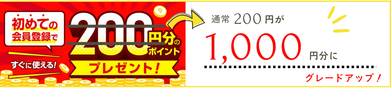 オオサカ堂初回特典・通常の200円分ポイント付与が限定コード入力で1,000円分にアップする案内