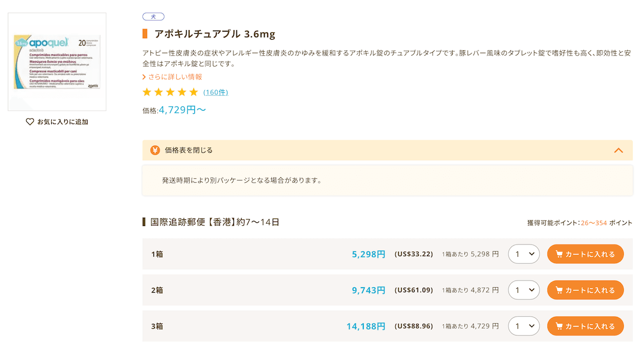 うさパラ「アポキルフレーバー錠」実際の販売価格